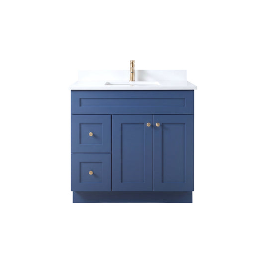 36" Navy Blue Shaker Vanity - Single Sink