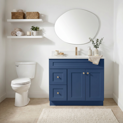 36" Navy Blue Shaker Vanity - Single Sink