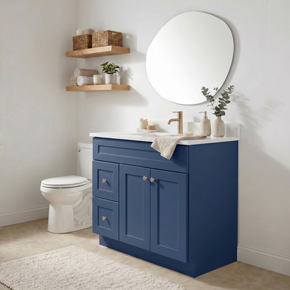 36" Navy Blue Shaker Vanity - Single Sink