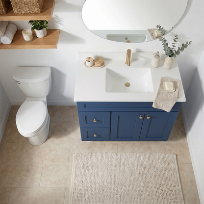 36" Navy Blue Shaker Vanity - Single Sink