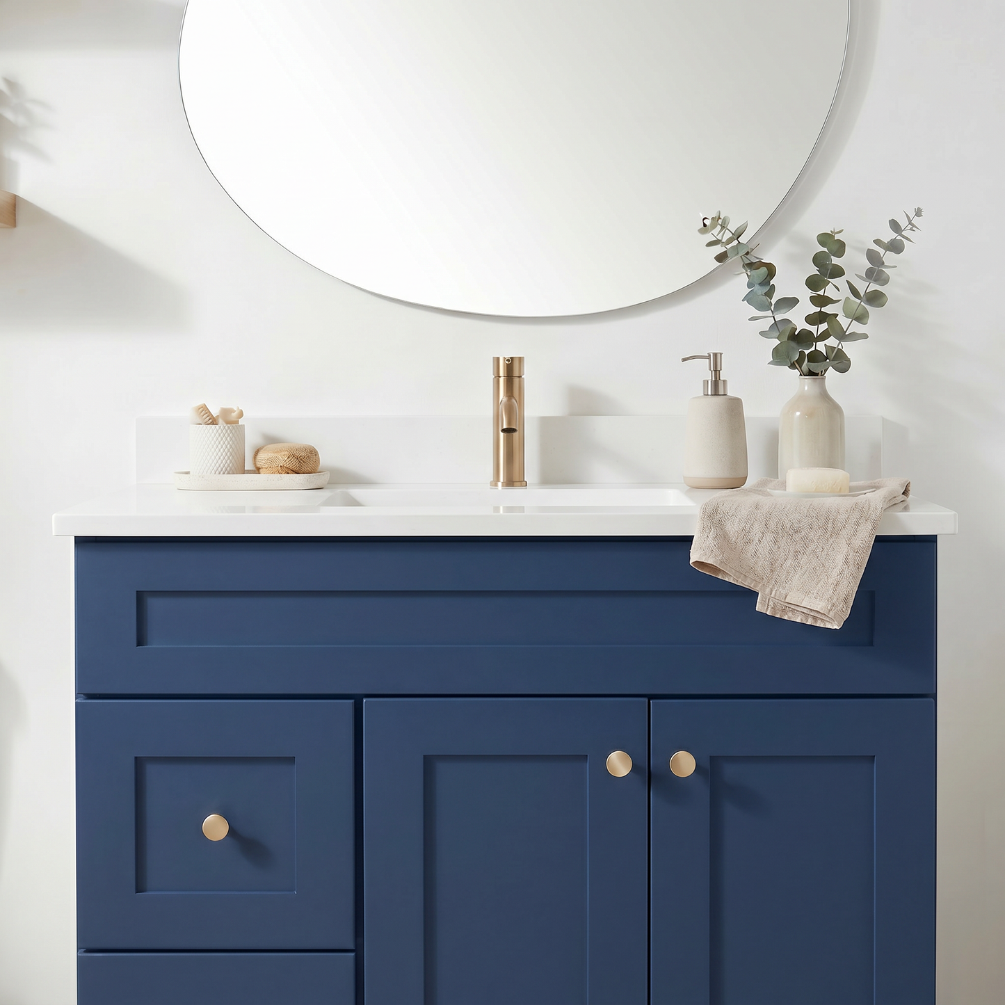 36" Navy Blue Shaker Vanity - Single Sink
