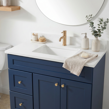 36" Navy Blue Shaker Vanity - Single Sink