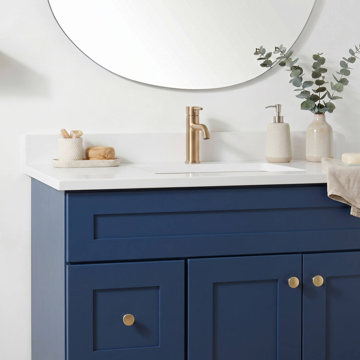 36" Navy Blue Shaker Vanity - Single Sink