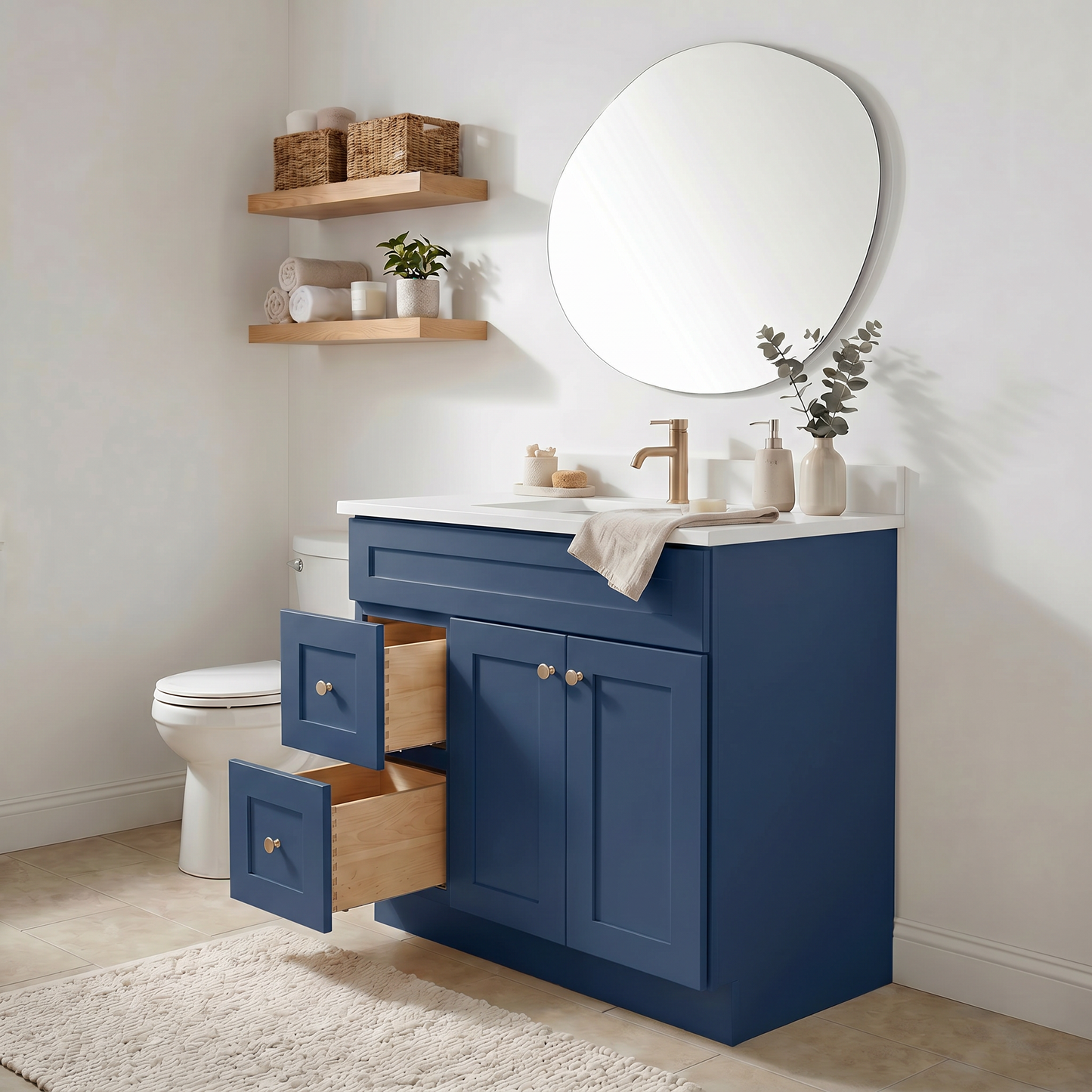 36" Navy Blue Shaker Vanity - Single Sink