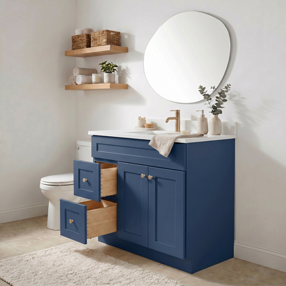 36" Navy Blue Shaker Vanity - Single Sink