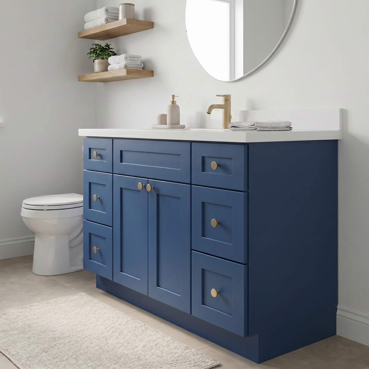 48" Navy Blue Shaker Vanity - Single Sink