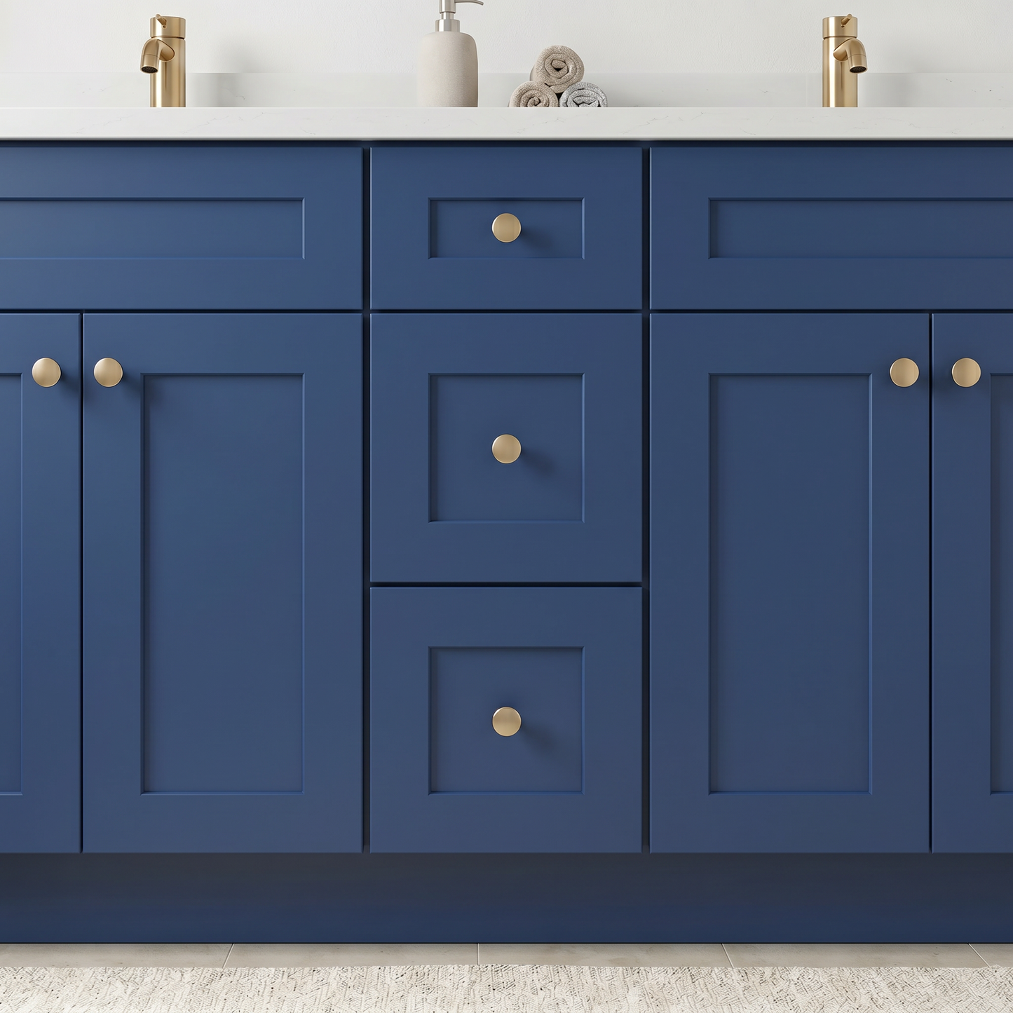 60" Navy Blue Shaker Vanity - Double Sink