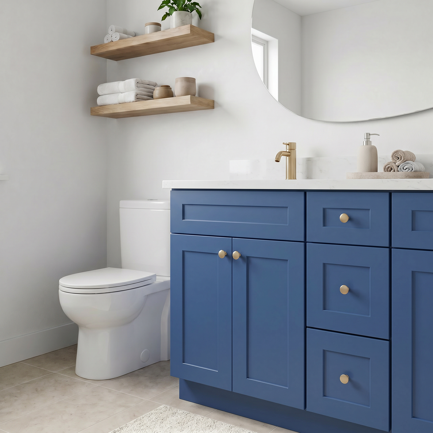 60" Navy Blue Shaker Vanity - Double Sink