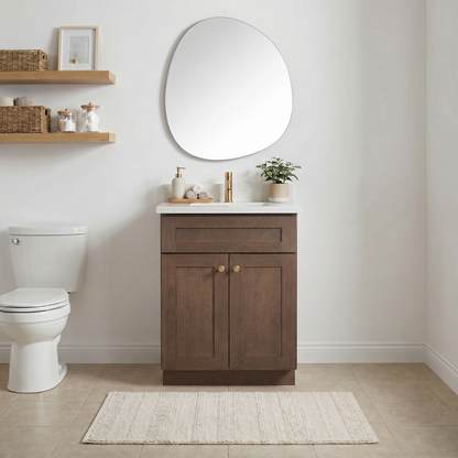 24" Coffee Bean Oak Shaker Vanity – Single Sink