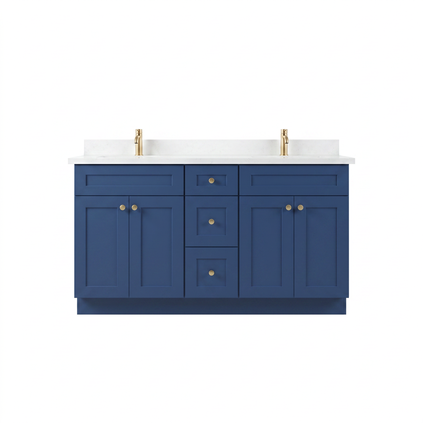 60" Navy Blue Shaker Vanity - Double Sink