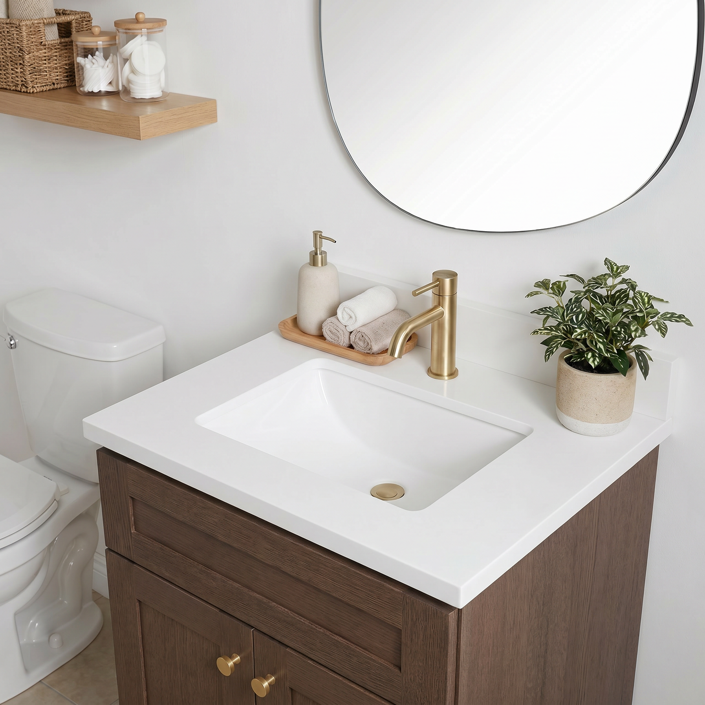 24" Coffee Bean Oak Shaker Vanity – Single Sink
