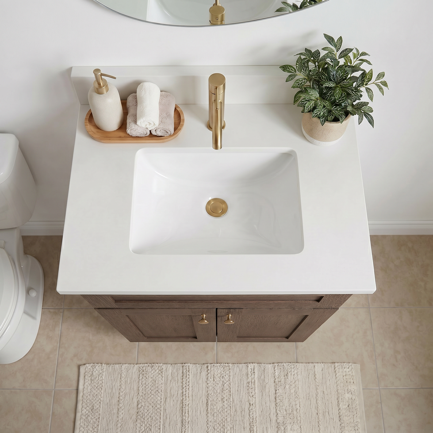 24" Coffee Bean Oak Shaker Vanity – Single Sink