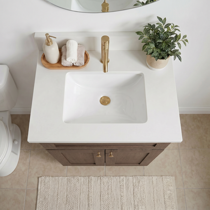 24" Coffee Bean Oak Shaker Vanity – Single Sink
