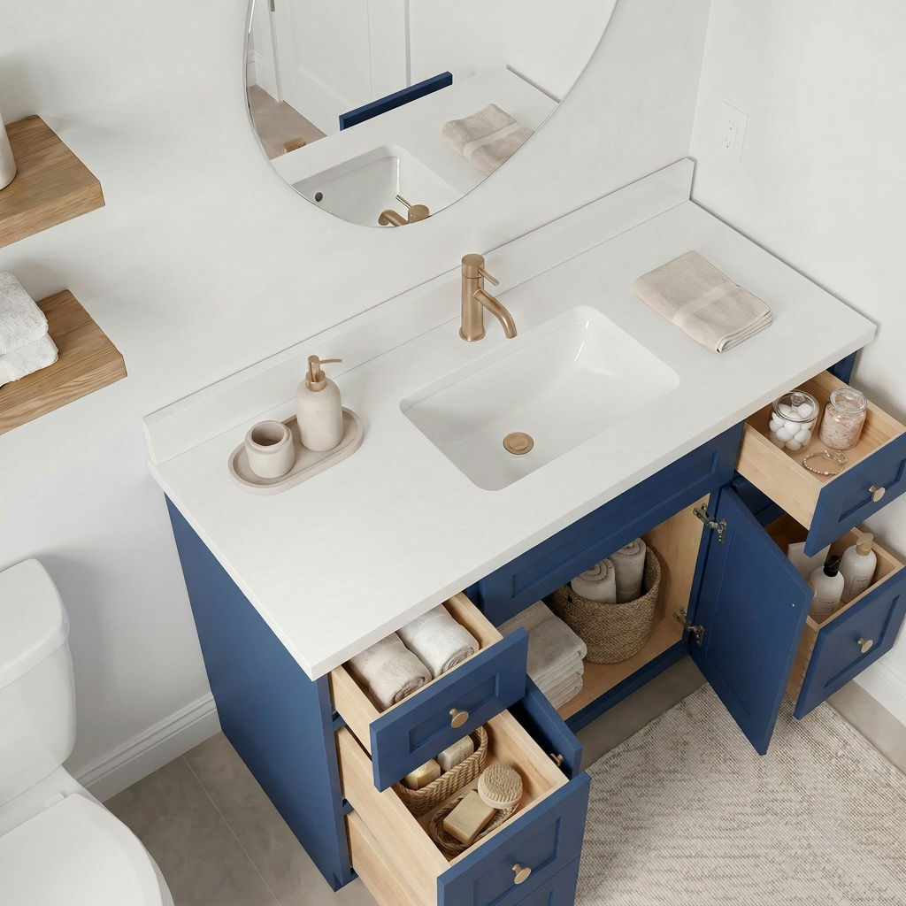 48" Navy Blue Shaker Vanity - Single Sink