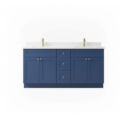 72" Navy Blue Shaker Vanity - Double Sink