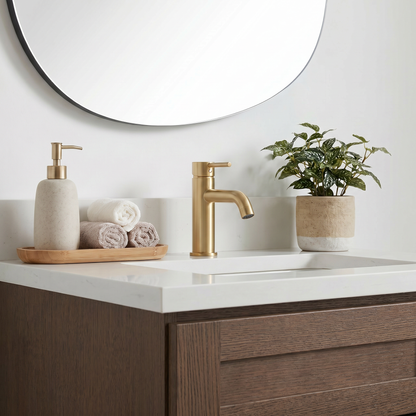24" Coffee Bean Oak Shaker Vanity – Single Sink