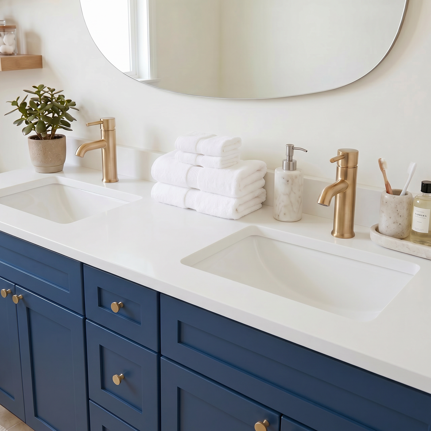 72" Navy Blue Shaker Vanity - Double Sink