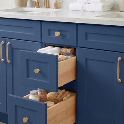 72" Navy Blue Shaker Vanity - Double Sink