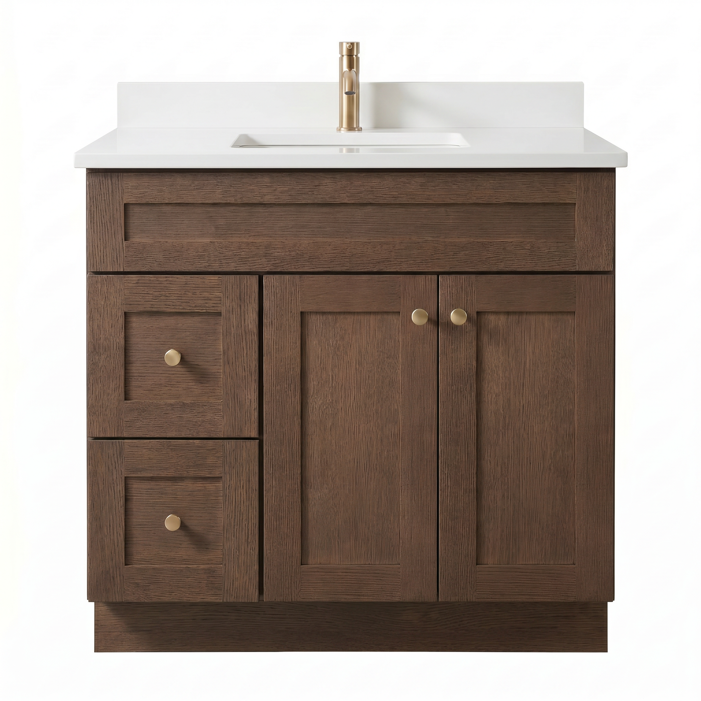 36" Coffee Bean Oak Shaker Vanity – Single Sink