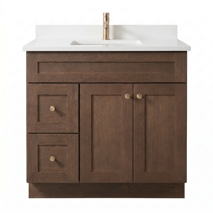 36" Coffee Bean Oak Shaker Vanity – Single Sink
