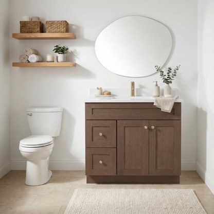 36" Coffee Bean Oak Shaker Vanity – Single Sink