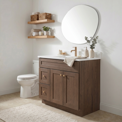 36" Coffee Bean Oak Shaker Vanity – Single Sink
