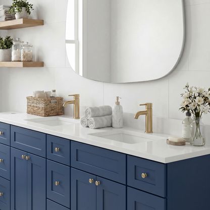 84" Navy Blue Shaker Vanity - Double Sink – 9 Drawers