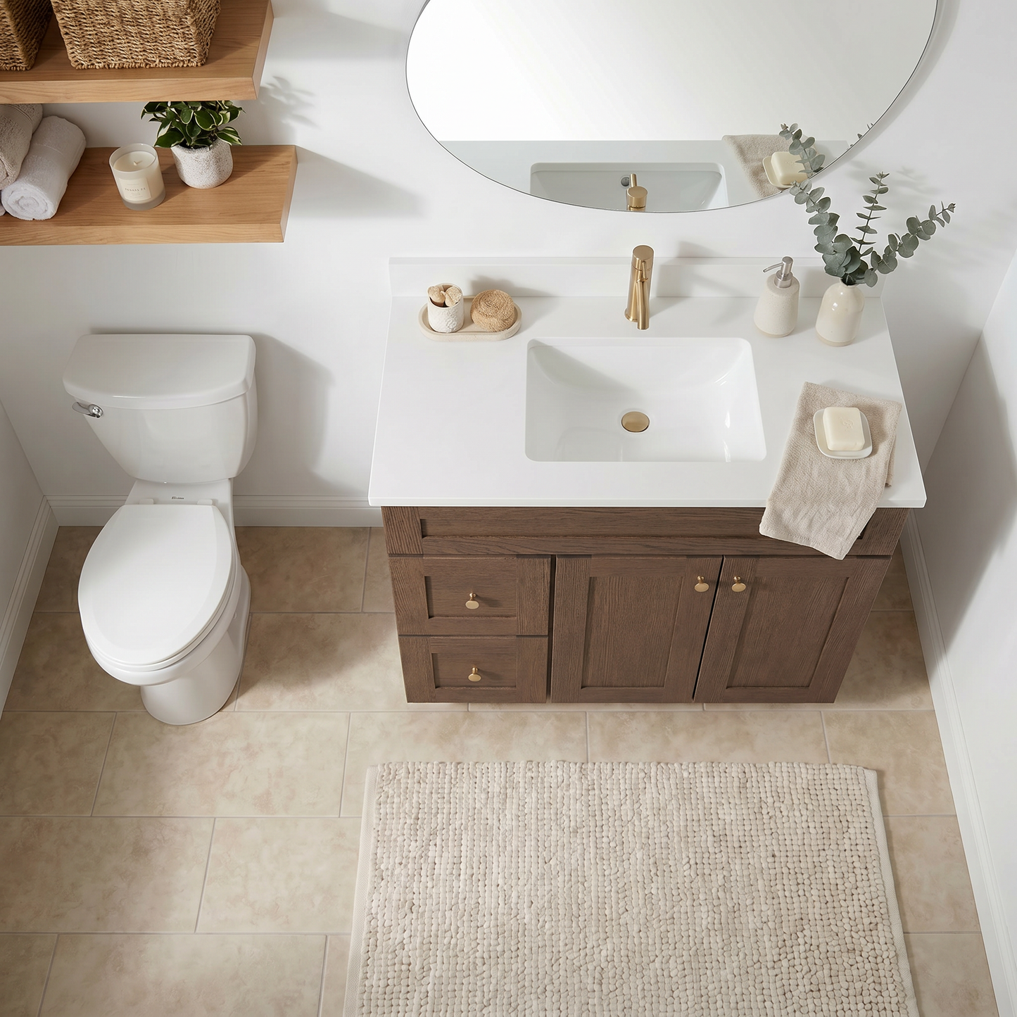36" Coffee Bean Oak Shaker Vanity – Single Sink