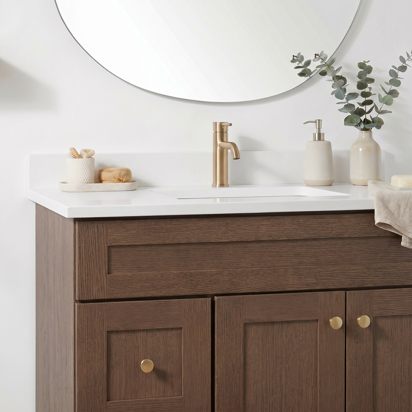 36" Coffee Bean Oak Shaker Vanity – Single Sink