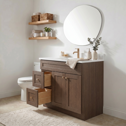 36" Coffee Bean Oak Shaker Vanity – Single Sink