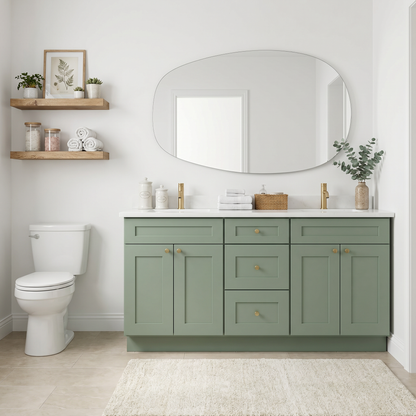 72" Olive Green Shaker Vanity – Double Sink