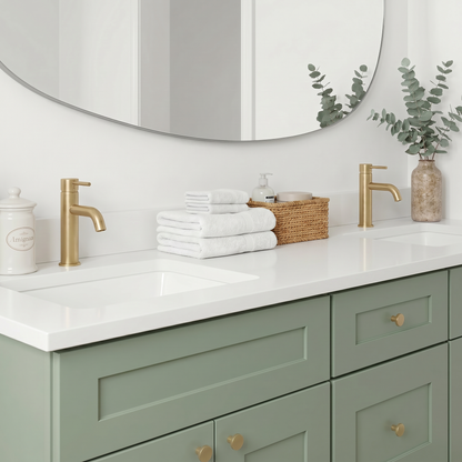 72" Olive Green Shaker Vanity – Double Sink