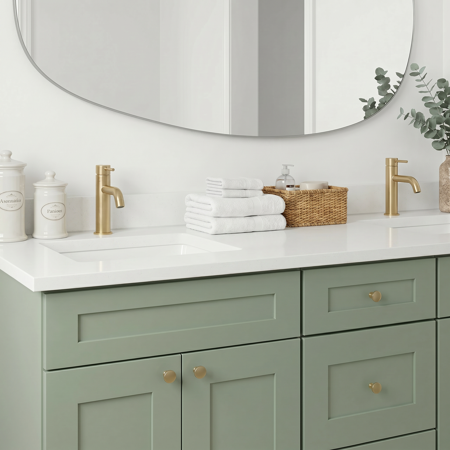 72" Olive Green Shaker Vanity – Double Sink