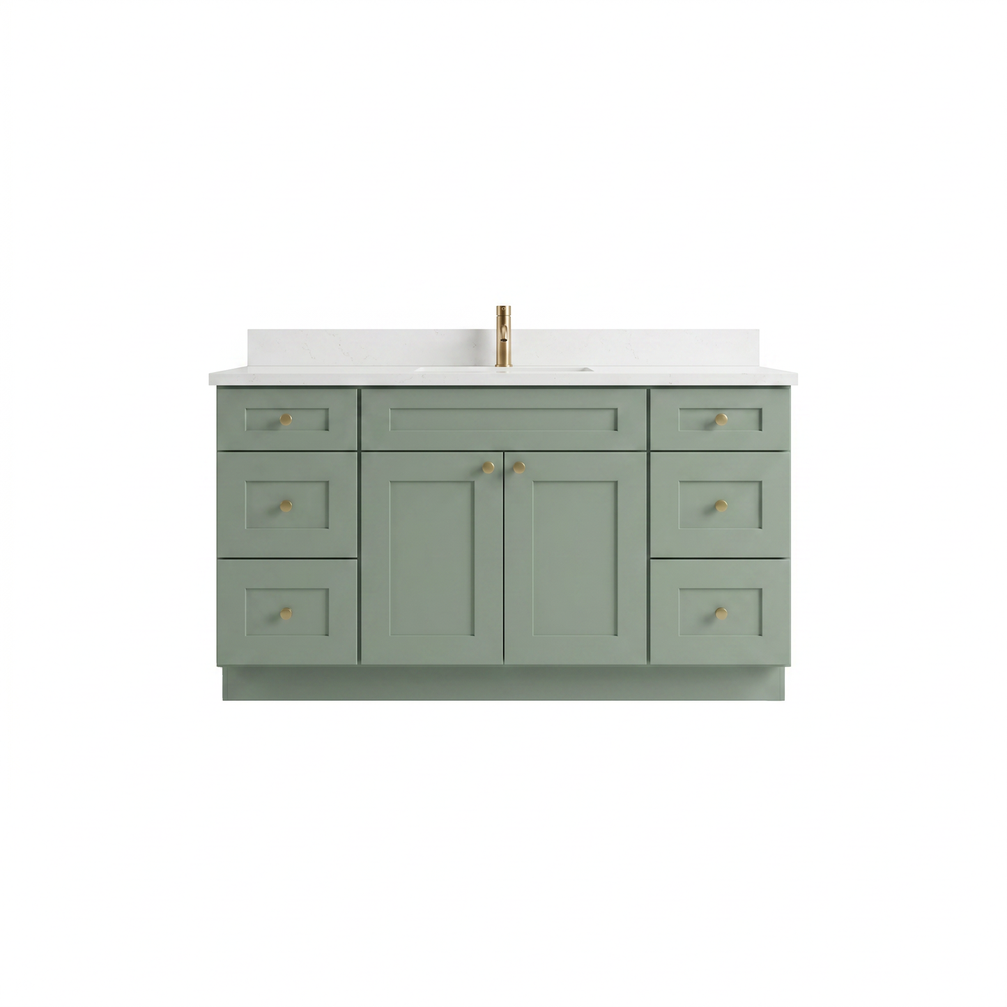 60" Olive Green Shaker Vanity – Single Sink