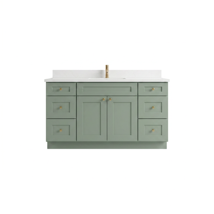 60" Olive Green Shaker Vanity – Single Sink