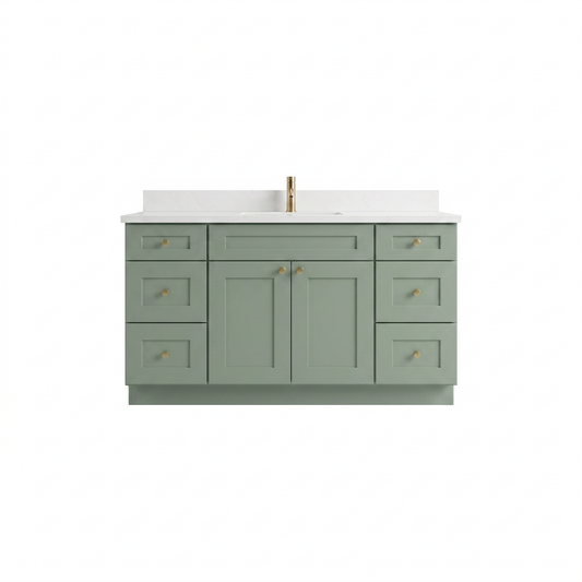 60" Olive Green Shaker Vanity – Single Sink