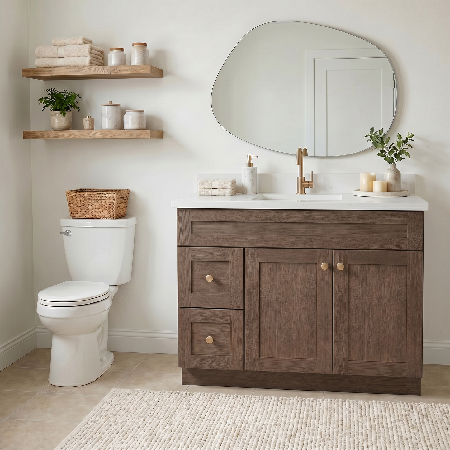 42" Coffee Bean Oak Shaker Vanity – Single Sink