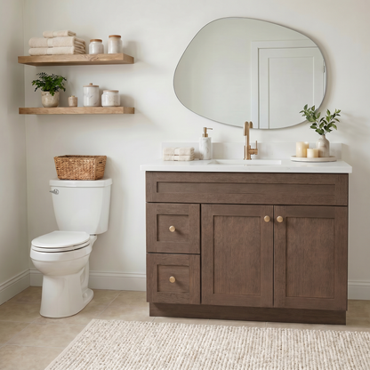 42" Coffee Bean Oak Shaker Vanity – Single Sink
