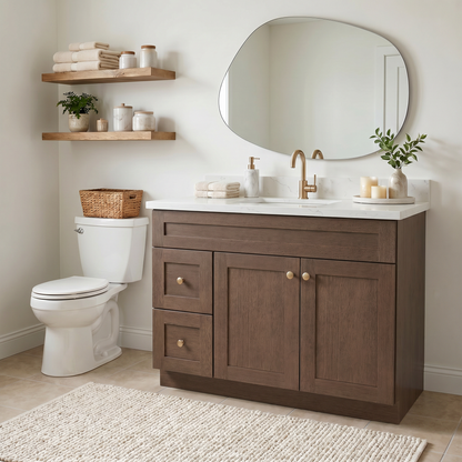 42" Coffee Bean Oak Shaker Vanity – Single Sink