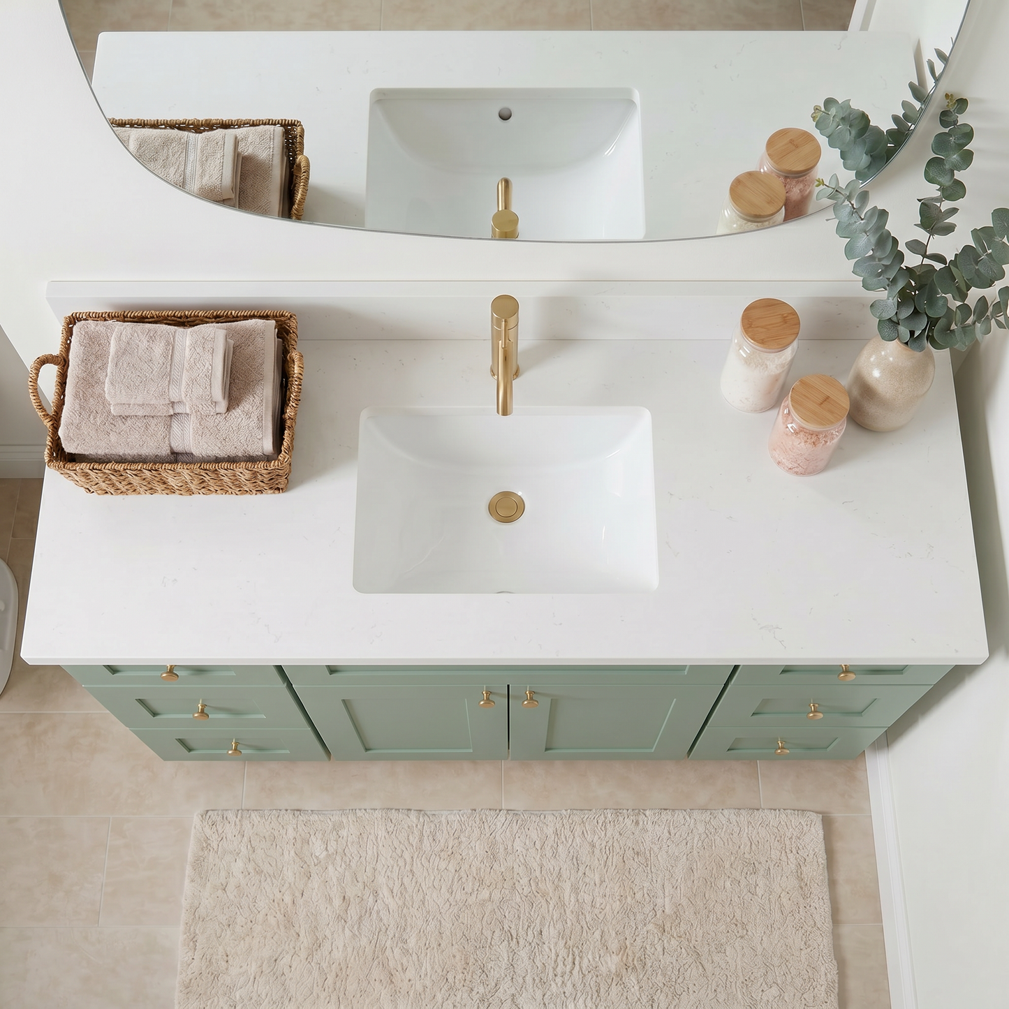 60" Olive Green Shaker Vanity – Single Sink