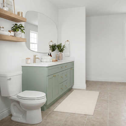 84" Olive Green Shaker Vanity – Double Sink - 6 Drawers