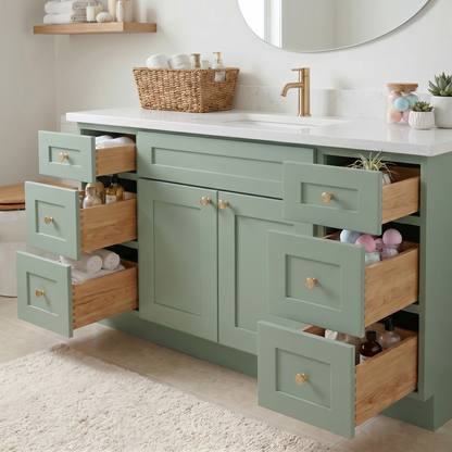 60" Olive Green Shaker Vanity – Single Sink