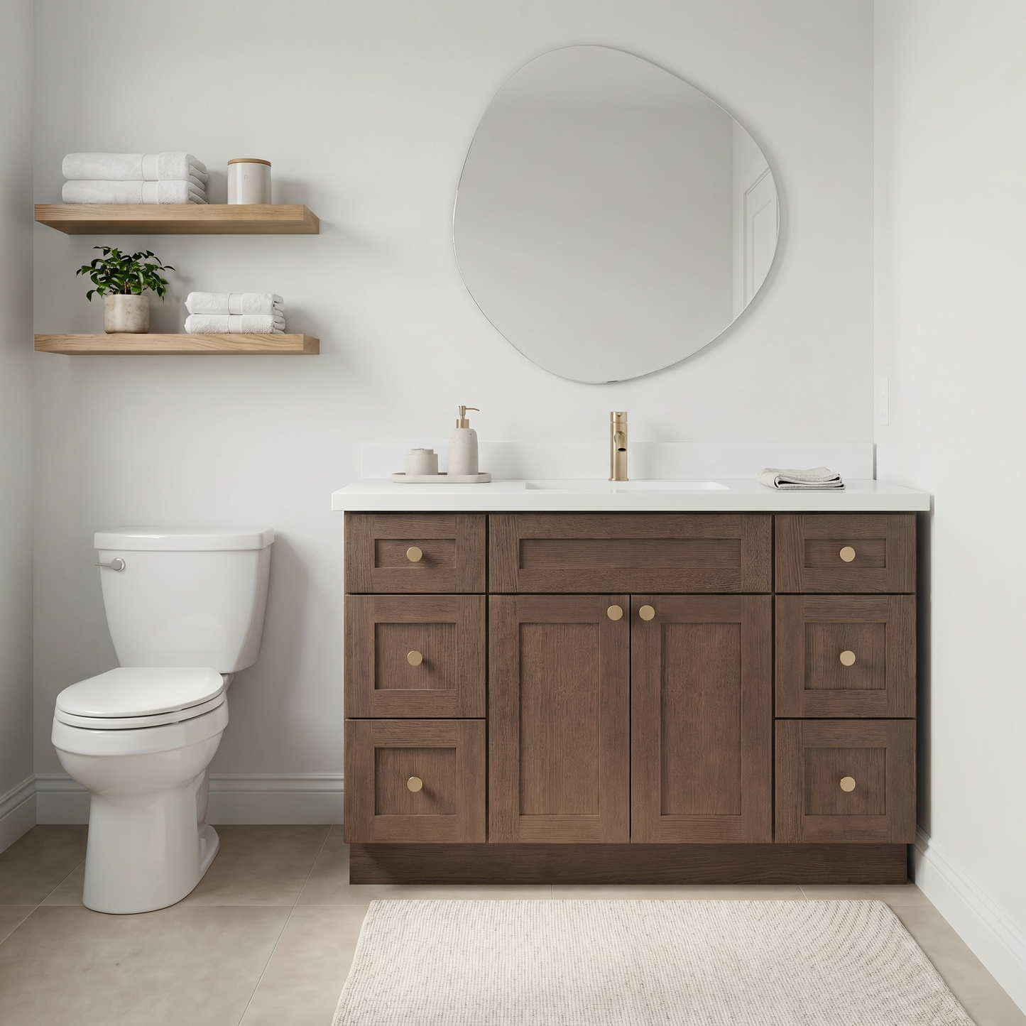 48" Coffee Bean Oak Shaker Vanity – Single Sink