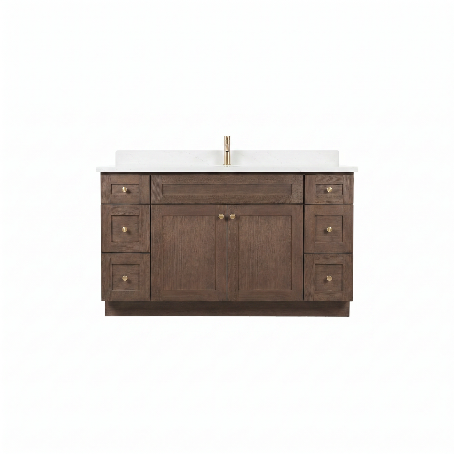 60" Coffee Bean Oak Shaker Vanity – Single Sink