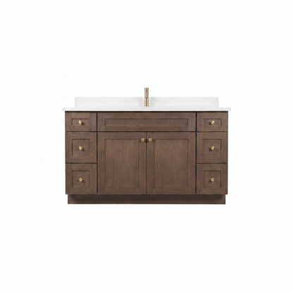 60" Coffee Bean Oak Shaker Vanity – Single Sink