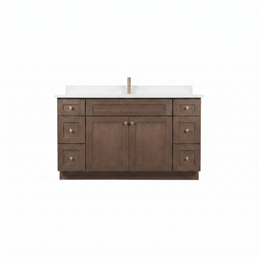 60" Coffee Bean Oak Shaker Vanity – Single Sink