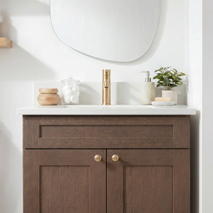 30" Coffee Bean Oak Shaker Vanity – Single Sink