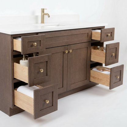60" Coffee Bean Oak Shaker Vanity – Single Sink