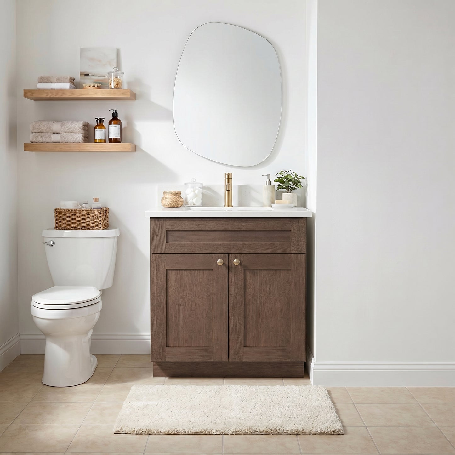 30" Coffee Bean Oak Shaker Vanity – Single Sink