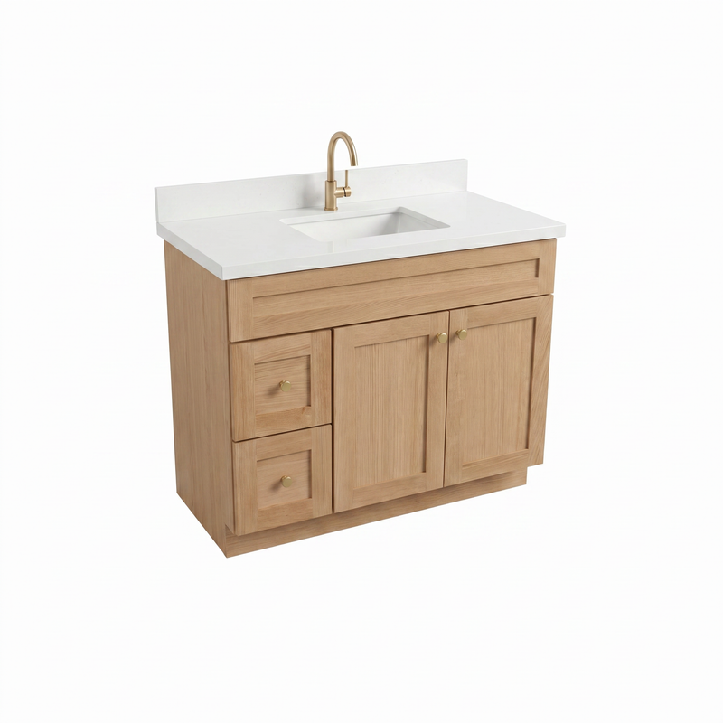 42" White Oak Shaker Vanity – Single Sink